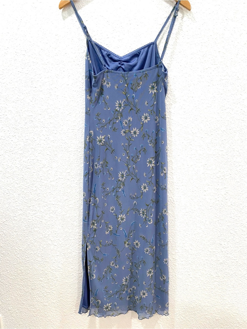 Thirty Thirty LA Blue Floral Mesh Midi Dress L Fairycore Y2K 90’s Inspired Slip - Picture 6 of 10